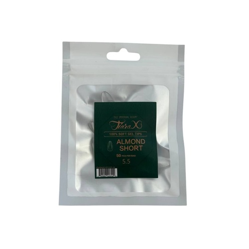 TiaraX - Gel X Soft Tips Nails Clear - Almond Short - Refill Tip Bags Size #5.5 50pcs