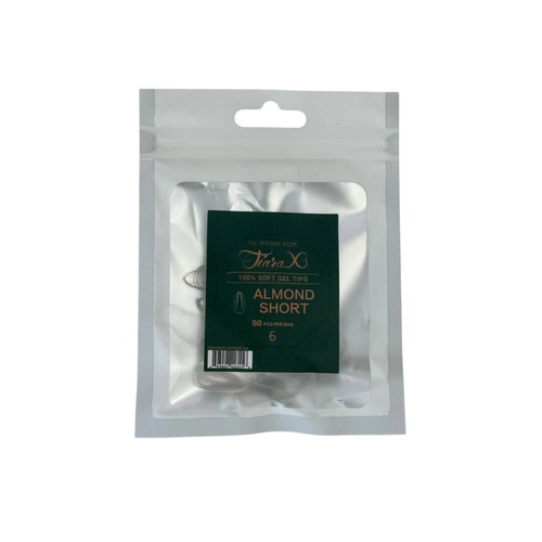 TiaraX - Gel X Soft Tips Nails Clear - Almond Short - Refill Tip Bags Size #6 50pcs