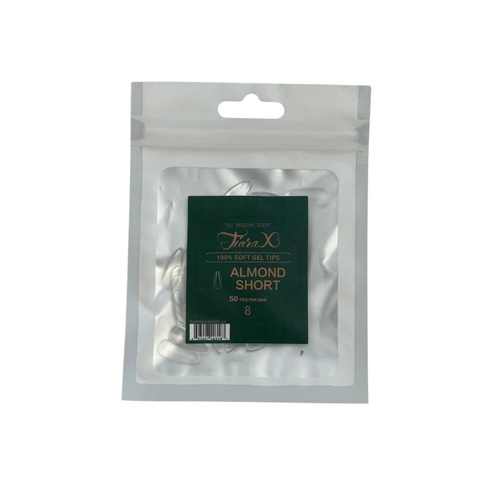 TiaraX - Gel X Soft Tips Nails Clear - Almond Short - Refill Tip Bags Size #8 50pcs