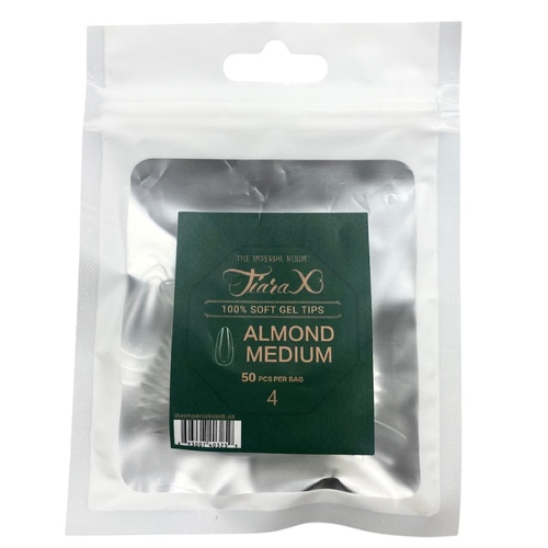 TiaraX - Gel X Soft Tips Nails Clear - Almond Medium - Refill Tip Bags Size #4 50pcs