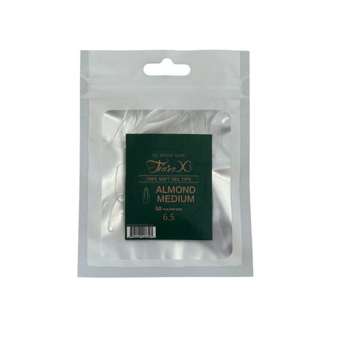 TiaraX - Gel X Soft Tips Nails Clear - Almond Medium - Refill Tip Bags Size #6.5 50pcs