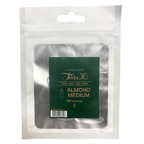 TiaraX - Gel X Soft Tips Nails Clear - Almond Medium - Refill Tip Bags Size #8 50pcs