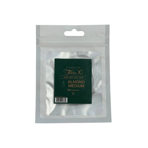 TiaraX - Gel X Soft Tips Nails Clear - Almond Medium - Refill Tip Bags Size #9 50pcs