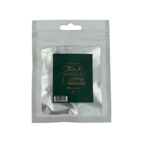 TiaraX - Gel X Soft Tips Nails Clear - Coffin Medium - Refill Tip Bags Size #8 50pcs