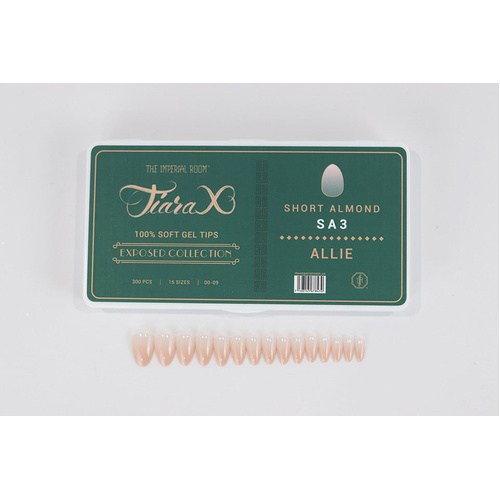 TiaraX Gel X Soft Tips Nails Colored Tips Box EXPOSED Collection #SA3 Allie Short Almond 300pcs