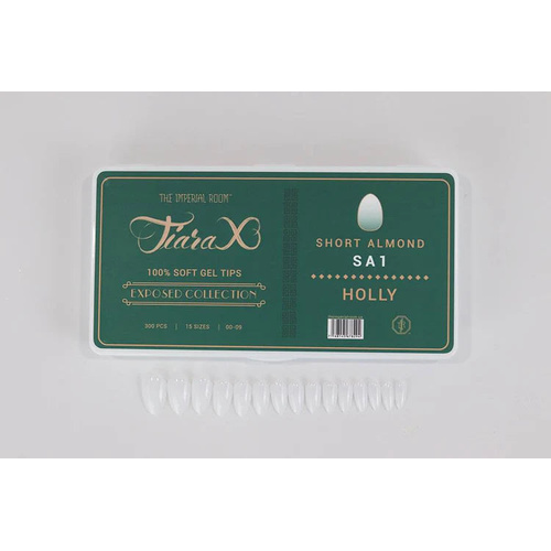 TiaraX Gel X Soft Tips Nails Colored Tips Box EXPOSED Collection #SA1 Holly Short Almond 300pcs