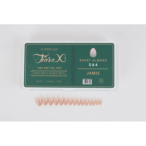 TiaraX Gel X Soft Tips Nails Colored Tips Box EXPOSED Collection #SA4 Jamie Short Almond 300pcs