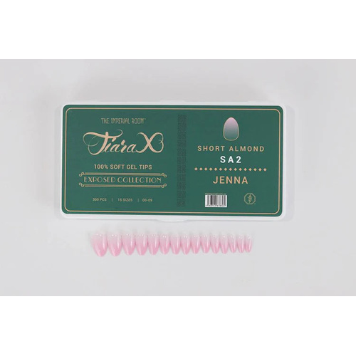 TiaraX Gel X Soft Tips Nails Colored Tips Box EXPOSED Collection #SA2 Jenna Short Almond 300pcs