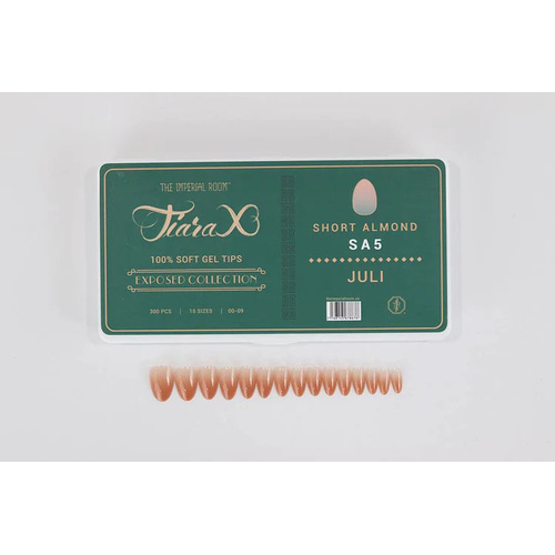 TiaraX Gel X Soft Tips Nails Colored Tips Box EXPOSED Collection #SA5 Juli Short Almond 300pcs