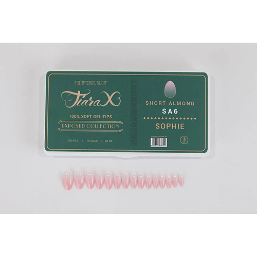 TiaraX Gel X Soft Tips Nails Colored Tips Box EXPOSED Collection #SA6 Sophie Short Almond 300pcs