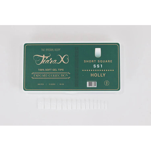 TiaraX Gel X Soft Tips Nails Colored Tips Box EXPOSED Collection #SS1 Holly Short Square 300pcs