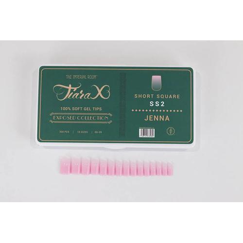 TiaraX Gel X Soft Tips Nails Colored Tips Box EXPOSED Collection #SS2 Jenna Short Square 300pcs