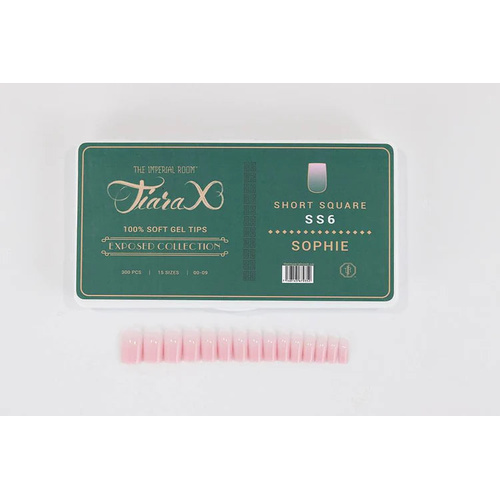 TiaraX Gel X Soft Tips Nails Colored Tips Box EXPOSED Collection #SS6 Sophie Short Square 300pcs