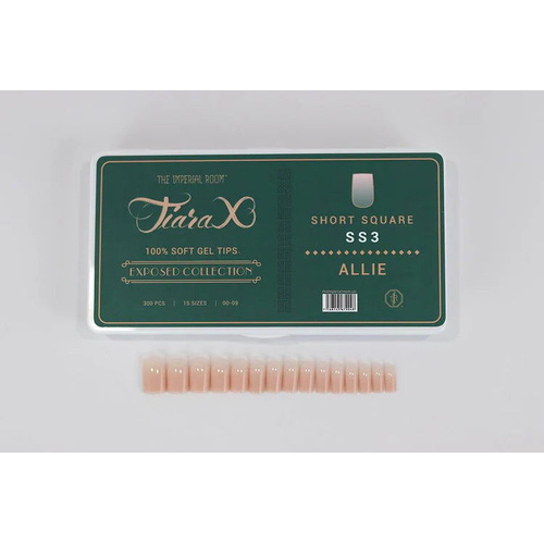 TiaraX Gel X Soft Tips Nails Colored Tips Box EXPOSED Collection #SS3 Allie Short Square 300pcs