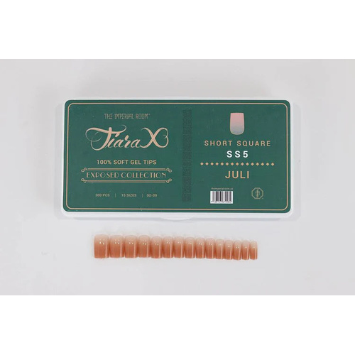 TiaraX Gel X Soft Tips Nails Colored Tips Box EXPOSED Collection #SS5 Juli Short Square 300pcs