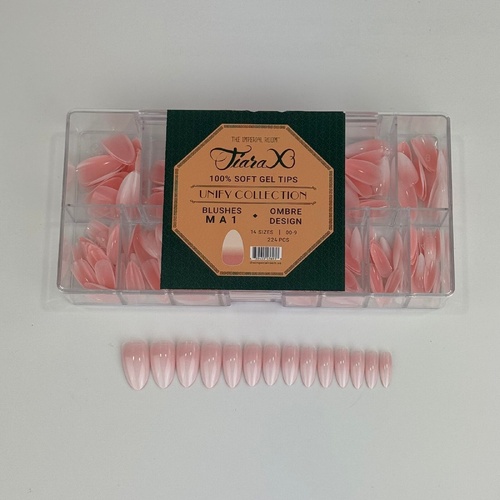 TiaraX Gel X Soft Tips Nails French Tips Box KISS Collection #MA1 Blushes Medium Almond 224pcs