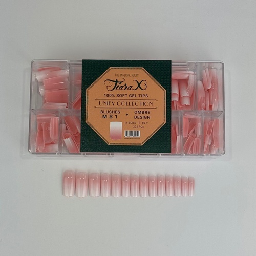 TiaraX Gel X Soft Tips Nails French Tips Box KISS Collection #MS1 Blushes Medium Square 224pcs