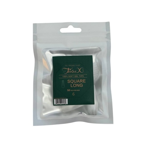 TiaraX - Gel X Soft Tips Nails Clear - Square Long - Refill Tip Bags Size #6 50pcs