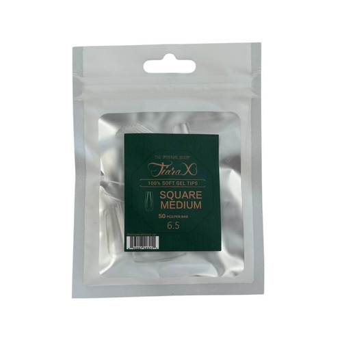 TiaraX - Gel X Soft Tips Nails Clear - Square Medium - Refill Tip Bags Size #6.5 50pcs