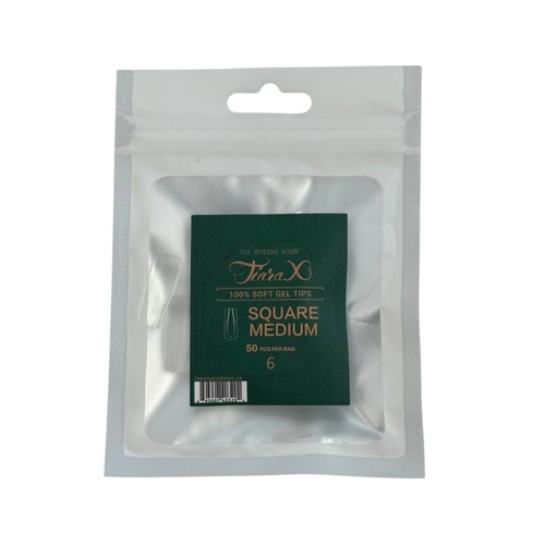 TiaraX - Gel X Soft Tips Nails Clear - Square Medium - Refill Tip Bags Size #6 50pcs