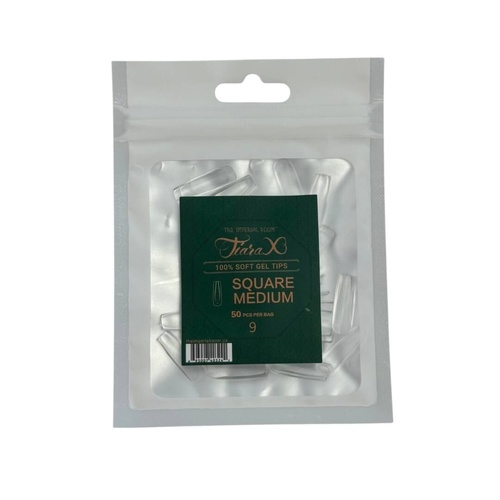 TiaraX - Gel X Soft Tips Nails Clear - Square Medium - Refill Tip Bags Size #9 50pcs