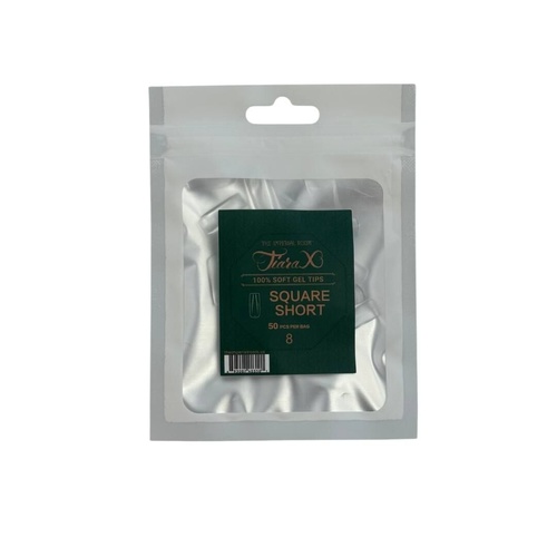 TiaraX - Gel X Soft Tips Nails Clear - Square Short - Refill Tip Bags Size #8 50pcs