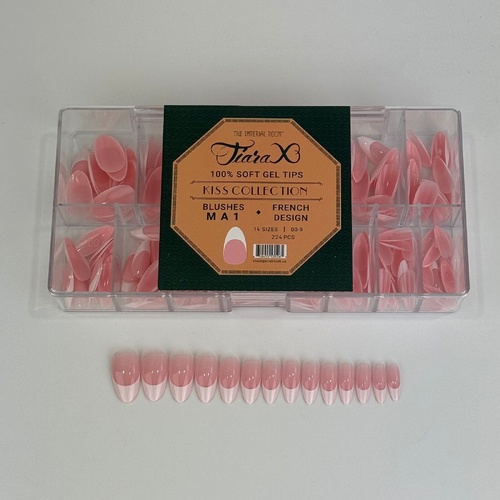 TiaraX Gel X Soft Tips Nails Ombre Tips Box UNIFY Collection #MA1 Blushes Medium Almond 224pcs