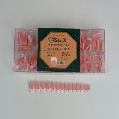 TiaraX Gel X Soft Tips Nails Ombre Tips Box UNIFY Collection #MS1 Blushes Medium Square 224pcs