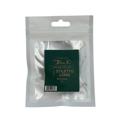 TiaraX - Gel X Soft Tips Nails Clear - Stiletto Long - Refill Tip Bags Size #7 50pcs