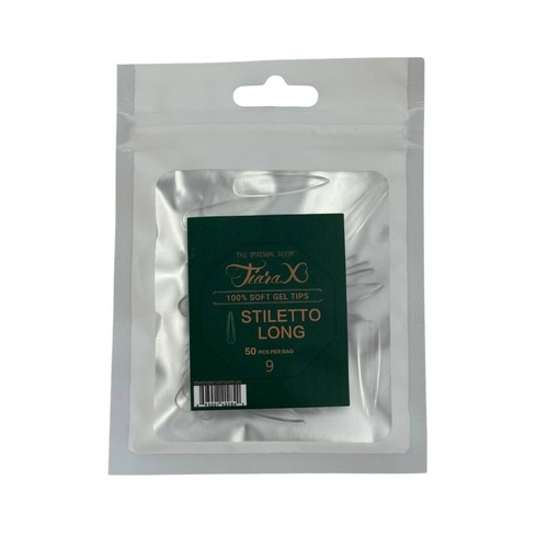 TiaraX - Gel X Soft Tips Nails Clear - Stiletto Long - Refill Tip Bags Size #9 50pcs