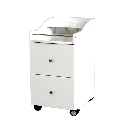 Pedicure Trolley Cart White - AC8-H High (Holder Outside)