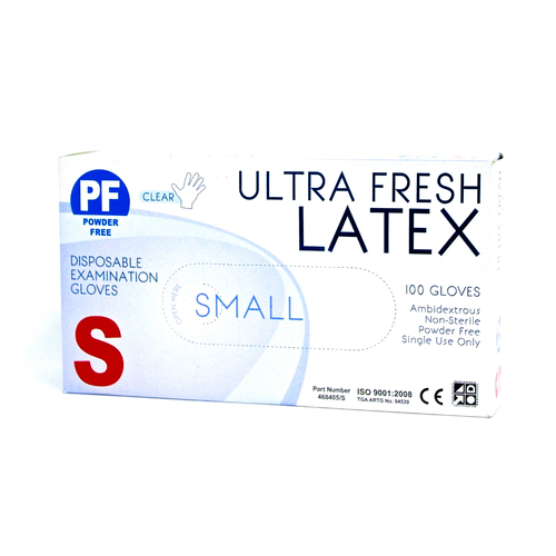 Ultra Fresh Latex Examination Disposable Gloves Powder Free Size Small S (1000pcs)