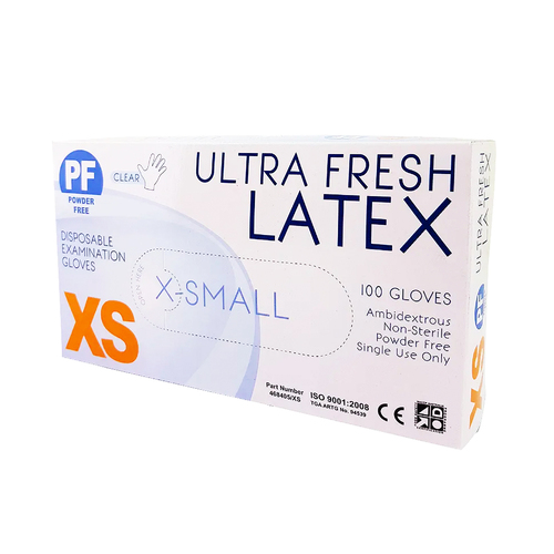 Ultra Fresh Latex Examination Disposable Gloves Powder Free Size XS (1000pcs)