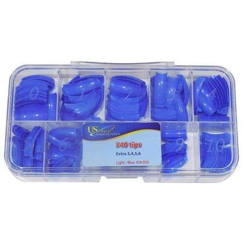 US NAIL - Nail Tip Box - Light Blue (540 Tips)
