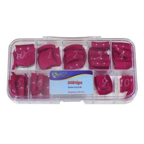 US NAIL - Nail Tip Box - Magenta (540 Tips)