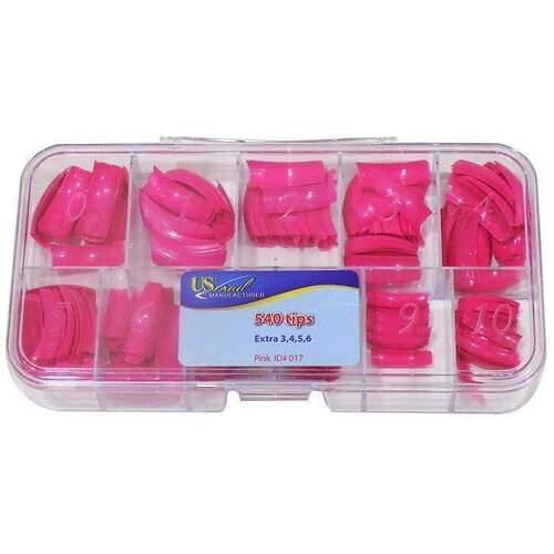 US NAIL - Nail Tip Box - Pink (540 Tips)