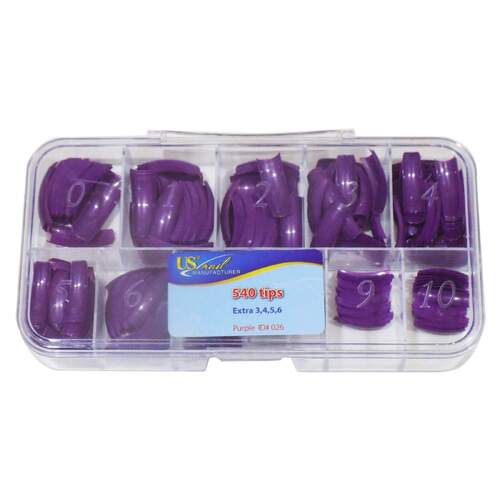 US NAIL - Nail Tip Box - Purple (540 Tips)