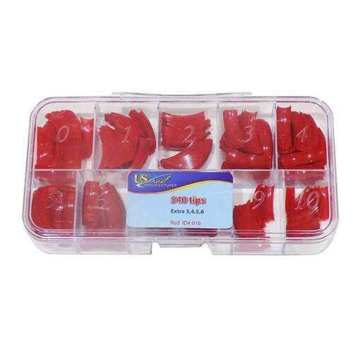 US NAIL - Nail Tip Box - Red (540 Tips)