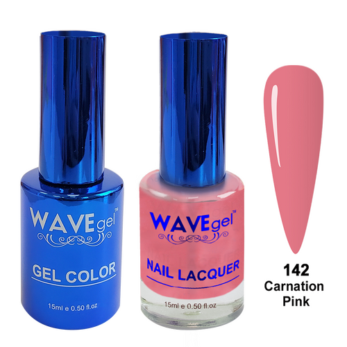 Wave WR142 Carnation Pink - Royal Collection Gel Polish & Nail Lacquer Duo 15ml